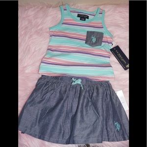 2pc US Polo Assn. Tank top and Chambray skort